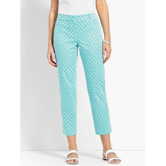 Talbots Womens Pants Sze 4 Aquamarine Perfect Crop Twill Stretchy Preppy Coastal - Picture 1 of 13